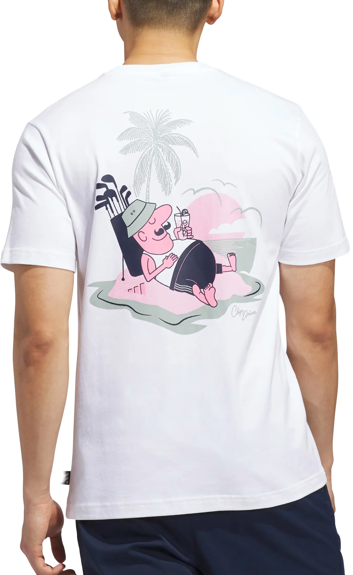 adidas Mens Golf Chip In Paradise Graphic T-Shirt - White, Size: Large