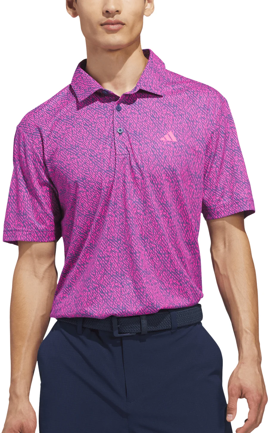 adidas Ultimate365 Feather Print Mens Golf Polo Shirt - Pink, Size: Small