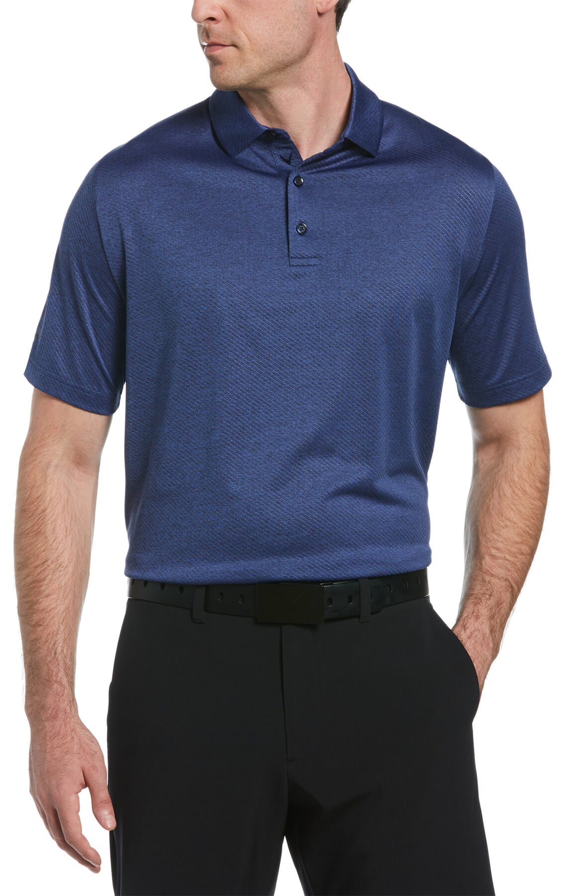 Save 22% on Callaway Men's Ventilated Heather Jacquard Golf Polo, Polyester/elastane In Peacoat Heather, Size S