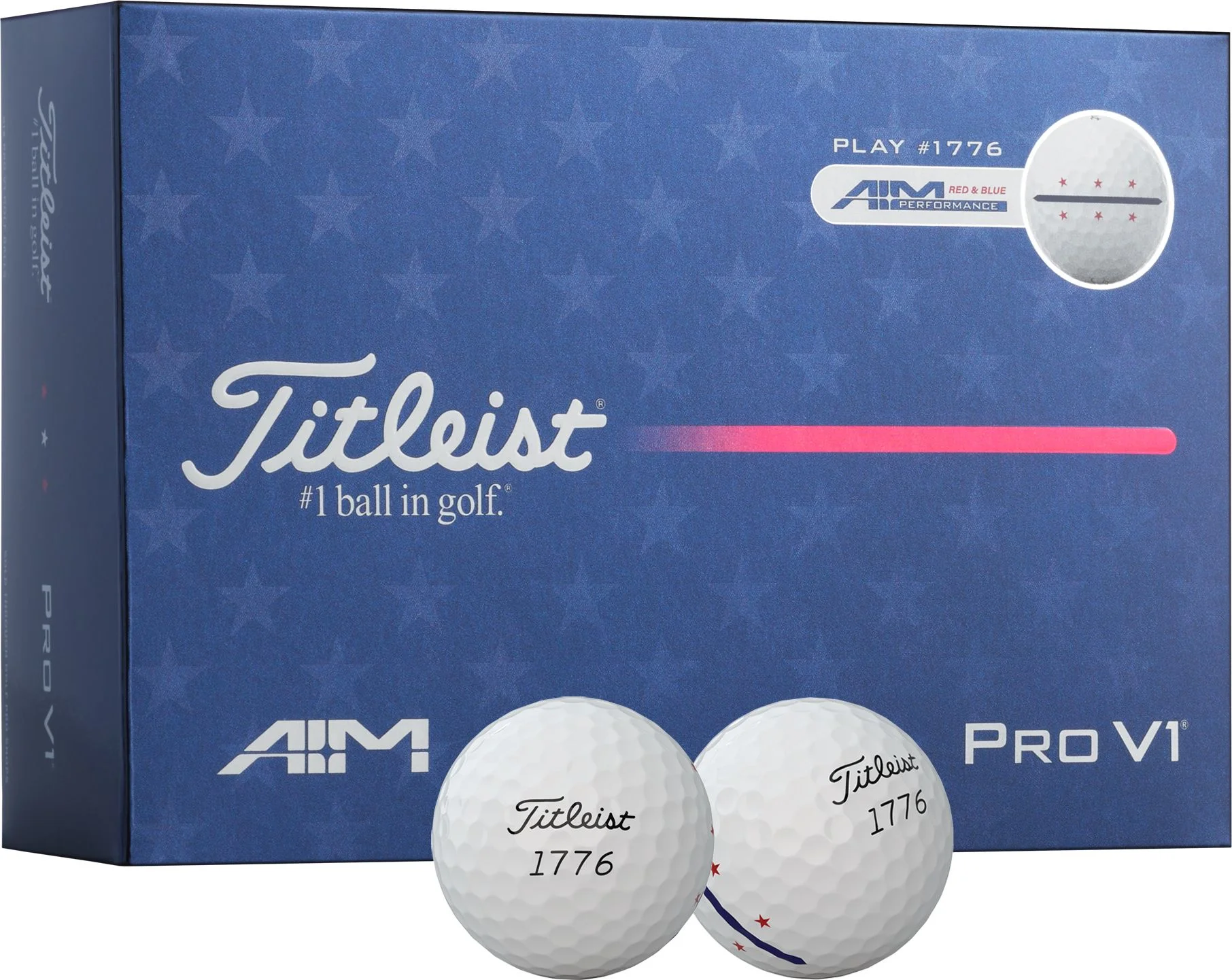 Titleist Pro V1 ゴルフボール 6スリーブ Titleist Pro V1 AIM Performance Red, White, & Blue 1776 6-Pack