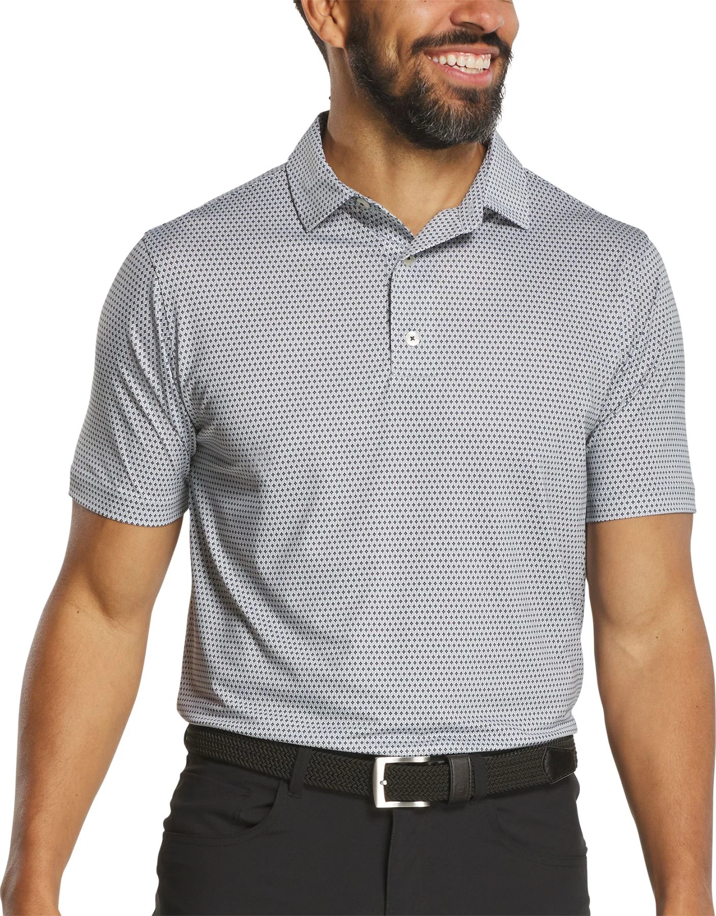 FootJoy Athletic Fit Stellar Lisle Golf Polo Grey/White/Black