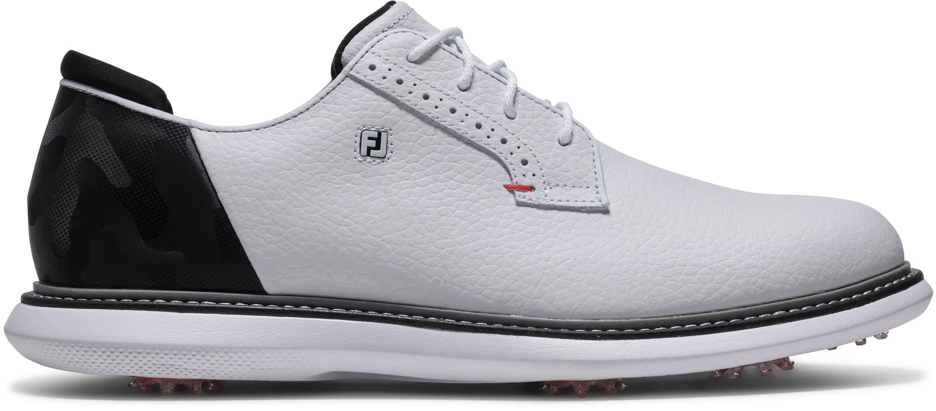 FootJoy Traditions Blucher Golf Shoes White/Black Camo/Cherry