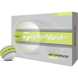 2026 TaylorMade Tour Response Yellow Stripe Golf Balls Dozen Box And Ball