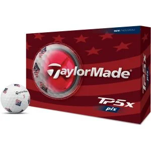 2026 TaylorMade TP5x pix USA Golf Balls Dozen Box With Ball In Front