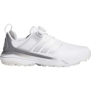 adidas Adipower 26 BOA Spikeless Golf Shoes Cloud White/Silver Metallic/Grey Two Lateral Side View