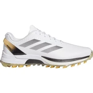 adidas Adizero ZG Spikeless Golf Shoes Cloud White/Core Black/Ice Tangerine Lateral Side View
