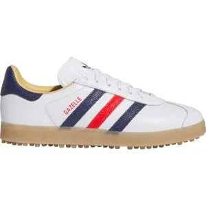 adidas Gazelle Leather Spikeless Golf Shoes Cloud White/Dark Blue/Red
