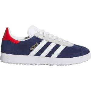adidas Gazelle Spikeless Golf Shoes Dark Blue/Cloud White/Pure Ruby Lateral Side