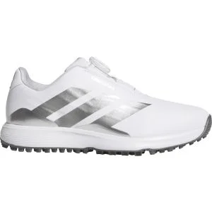 adidas Junior CodeChaos 27 BOA Spikeless Golf Shoes Cloud White/Iron Metallic/Silver Metallic Lateral Side