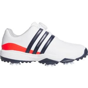 adidas Junior Kids Tour360 24 BOA Golf Shoes Cloud White/Collegiate Navy/Lucid Red