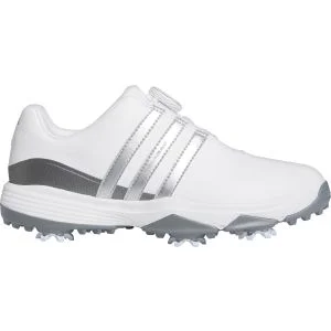 adidas Junior Kids Tour360 24 BOA Golf Shoes Cloud White/Silver Metallic/Dash Grey