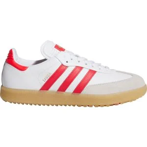 adidas Samba Spikeless Golf Shoes Cloud White/Pure Ruby/Gum3 Lateral Side