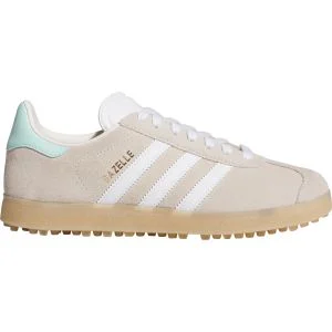 adidas Women's Gazelle Spikeless Golf Shoes Cloud White/Clear Mint Lateral Side View