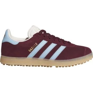 adidas Women's Gazelle Spikeless Golf Shoes Maroon/Clear Sky/Gum3 Lateral Side