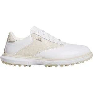 adidas Women's MC70 Spikeless Golf Shoes Cloud White/Alumina/Ice Tangerine Lateral Side View