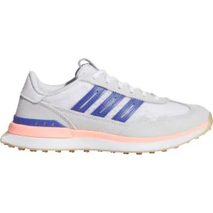 adidas Womens S2G 26 Vent Spikeless Golf Shoes Cloud White/Dual Indigo/Frozen Turbo Lateral Side