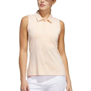 adidas Womens Ultimate365 Jacquard Sleeveless Golf Polo Shirt