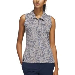 adidas Womens Ultimate365 Jacquard Sleeveless Golf Polo Shirt