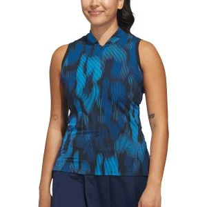 adidas Womens Ultimate365 Tour Printed Sleeveless Golf Polo