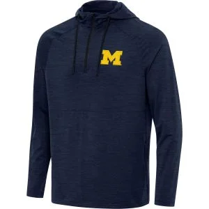 Antigua University of Michigan Spikes 2 Quarter Zip Pullover Golf Hoodie