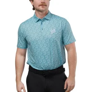 Barstool Golf Dad Printed Performance Golf Polo Blue