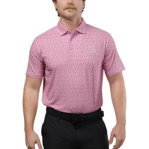 Barstool Golf Par Tee Performance Golf Polo Pink/Red