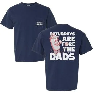 Barstool Golf Saturdays Are FORE The Dads Pocket T-Shirt Navy