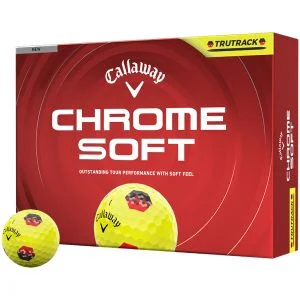 2026 Callaway Chrome Soft TruTrack Yellow Golf Balls Dozen Box And Ball