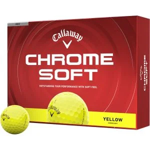 2026 Callaway Chrome Soft Yellow Golf Balls Dozen Box With Ball In Front