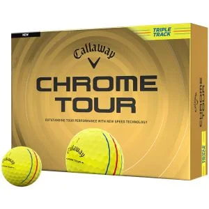2026 Callaway Chrome Tour Yellow Triple Track Golf Balls Dozen Box And Ball