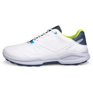 ECCO Biom H6 Leather Waterproof Golf Shoes White/Marine Lateral Side