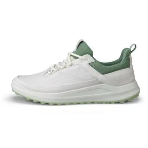 ECCO Women's Core Leather Waterproof Golf Shoes White/Sedum Green