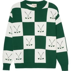 ellsworth + ivey Women's Riley Crewneck Golf Sweater Checkered Golf