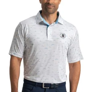FootJoy 2026 U.S. Open Shinnecock Hills Toile Lisle Golf Polo - White/Light Blue
