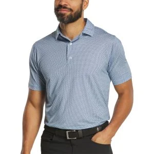 FootJoy Athletic Fit Stellar Lisle Golf Polo Navy/White/Blue