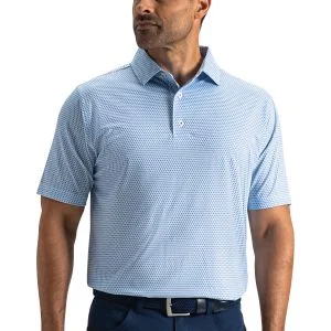 FootJoy Athletic Fit Stellar Lisle Golf Polo White/Light Blue/Pacific
