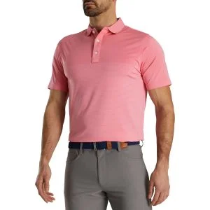 FootJoy Engineered Pin Stripe Lisle Golf Polo Azalea/White
