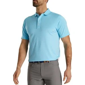 FootJoy Engineered Pin Stripe Lisle Golf Polo Light Blue/White