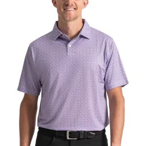 FootJoy Floral Mark Lisle Golf Polo - Vivid Violet/Pink Pop