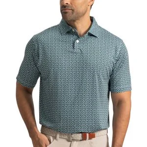 FootJoy Floral Mark Lisle Golf Polo Navy/Field Green/White