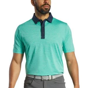 FootJoy Heather Lisle Golf Polo - Heather Emerald/Navy