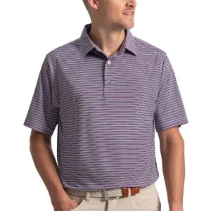 FootJoy Horizon Stripe Lisle Golf Polo White/Black/Vivid Violet/Pink Pop