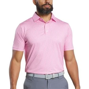 FootJoy Houndstooth Geo Lisle Golf Polo Pink Lemonade