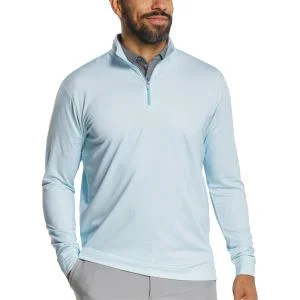 FootJoy Houndstooth Geo Mid-Layer Golf Pullover Light Blue/White