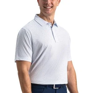 FootJoy Linework Floral Lisle Golf Polo White/Blue Breeze/Orchid Smoke