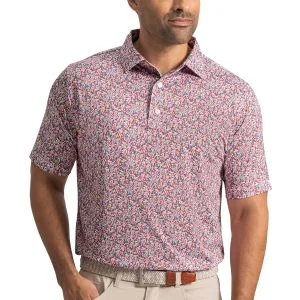 FootJoy Meadow Lisle Golf Polo Nantucket Red/Chambray/Coastal Blue