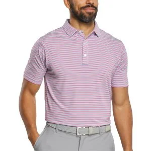 FootJoy Mulit Stripe Lisle Golf Polo White/Magenta