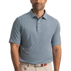 FootJoy Nautical Flag Lisle Golf Polo Field Green/Navy/White