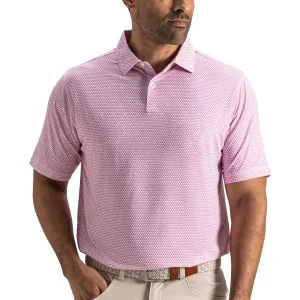 FootJoy Order Geometric Lisle Golf Polo White/Orchid Smoke/Blue Breeze