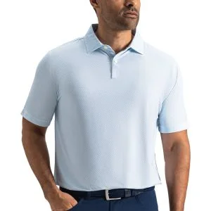 FootJoy Pixel Geo Lisle Golf Polo White/Blue Breeze